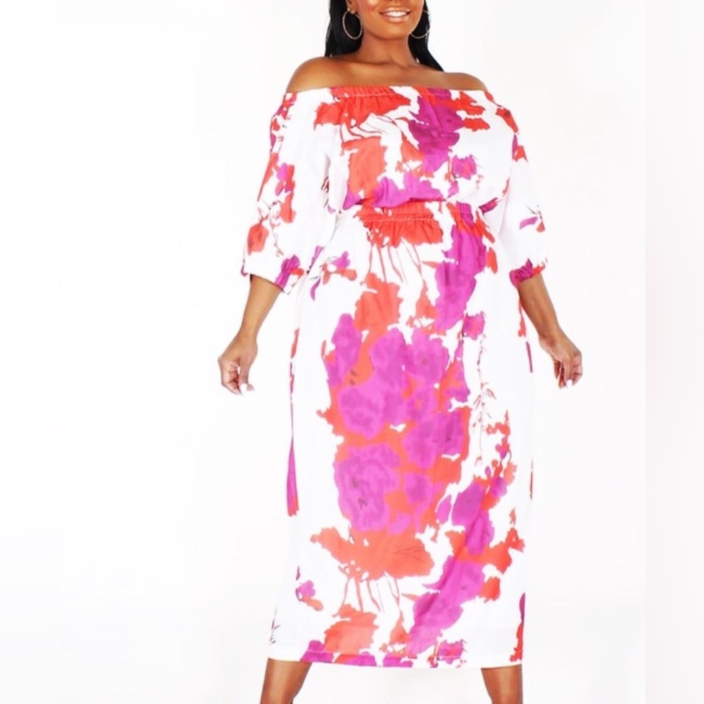 Bold In Floral Midi Dress w/ Matching Face Mask